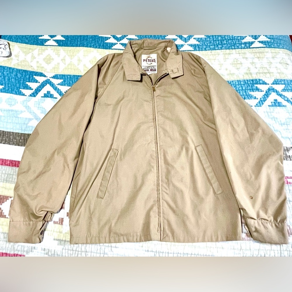 Vintage Peters All Weather Sportswear Harrington Jacket 38L Tan Beige Khaki 1950
